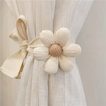 rideau fleuri accessoire fenêtre ours coton moderne beige blanc opacité