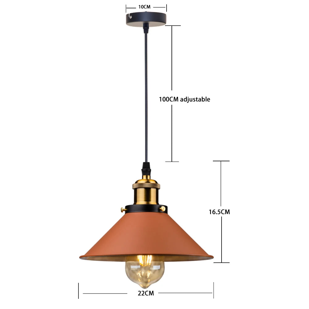 lampe suspendue industrielle conique noire dorée éclairage salon chambre éclairage intérieur E27 adaptable