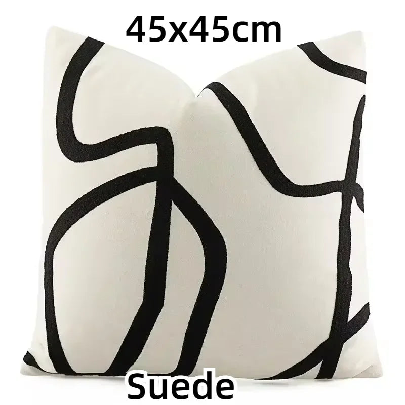 coussins brodés jacquard géométrique moderne marron clair beige nordique polyester face simplecoration voiture