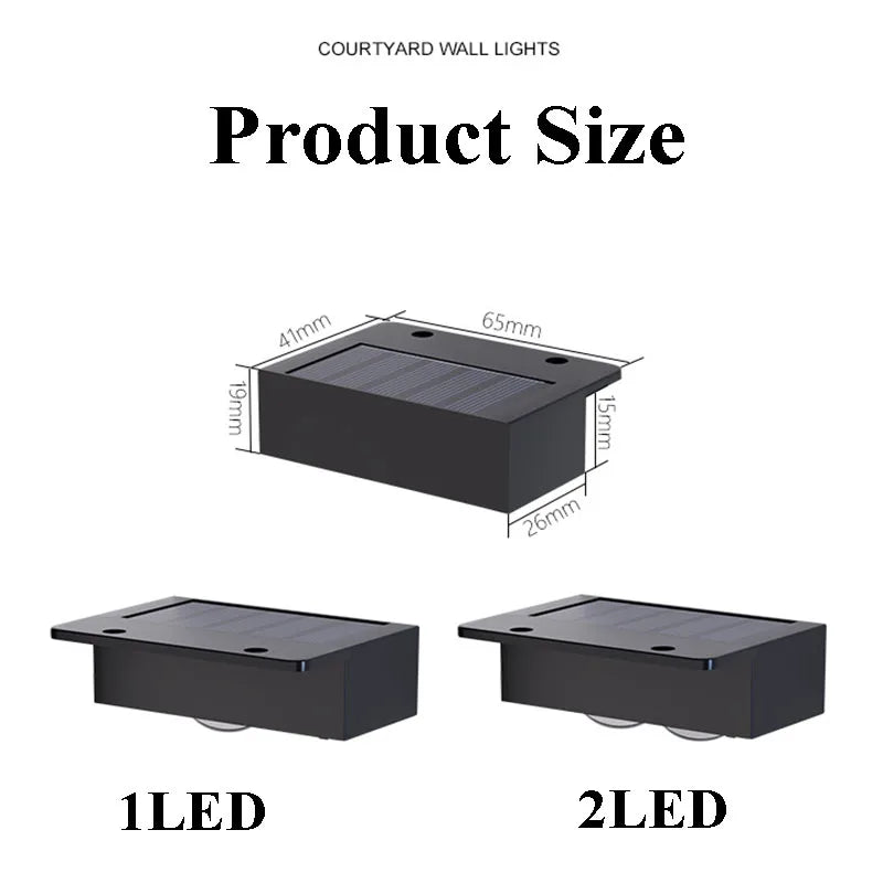 applique murale solaire moderne led noire ip65 extérieure jardin clôture