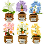 plantes crochet décoratives pots fleurs artisanales couleur blanc vert marron rose jaune bleu