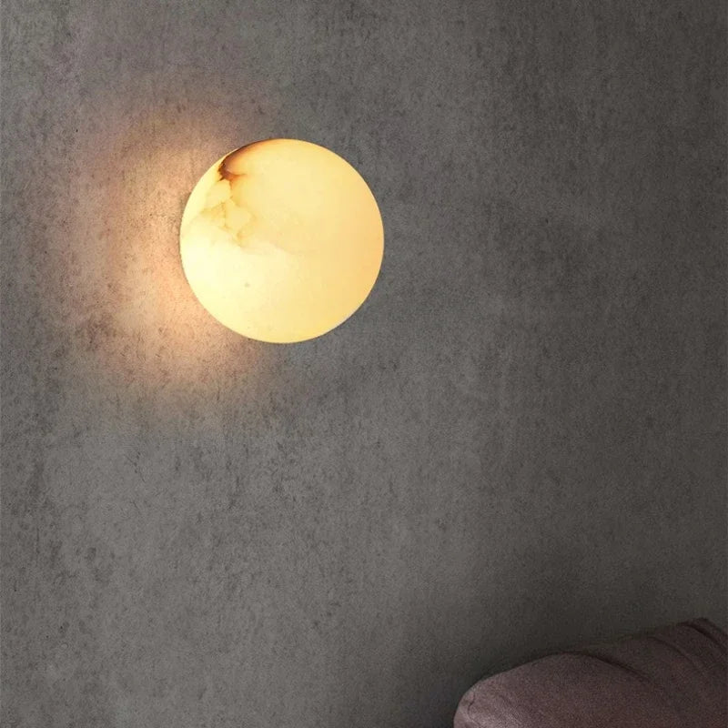 Lampes murales sphériques modernes semi translucides blanc beige marronclair veinteexture minimalistevinementées