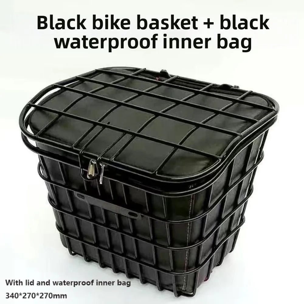 panier vélo noir grille métallique moderne vis fixations sac étanche