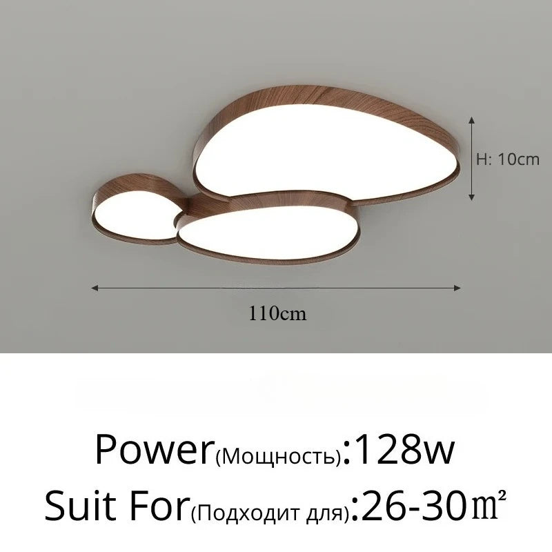plafonnier moderne minimaliste plusieurs sources lumineuses éclairage blanc bois grainé