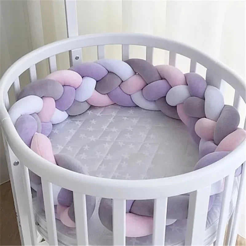 coussin lit bébé violet rose blanc gris coton tissé braid moderne doux 1m 2m