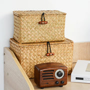 boîtes osier tressées bohème fruits organisation intérieur beige clair minimaliste