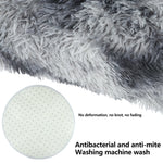 tapis rond peluche doux salon chambre enfant décor intérieur moderne gris bleu rose