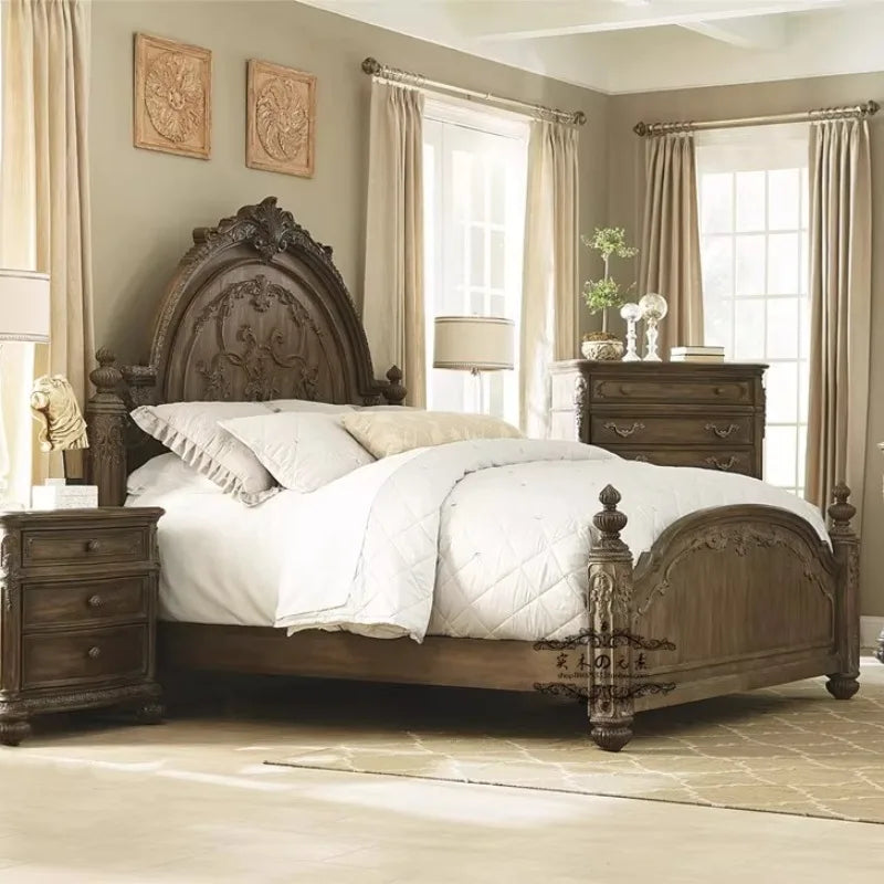 lit blanc classique tête lit bois massif chambre baroque meuble qualité sommier opulent chambre