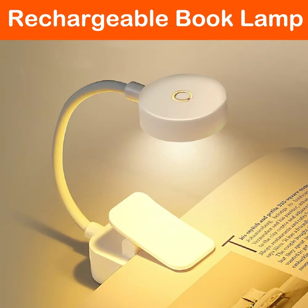 lampe lecture rechargeable clip blanc moderne minimaliste batterie aaa portable nuit étudiante eye protection