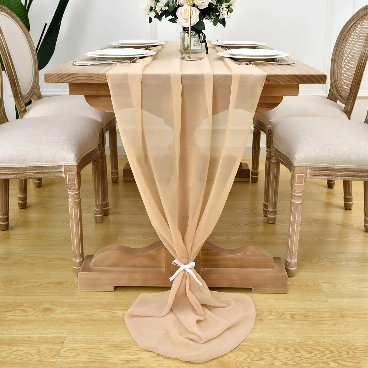 chemin table vert clair moderne uni opaque 30x300cm ruban blanc decoration anniversaire mariage noel