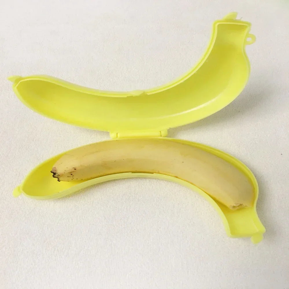 boîte rangement porte banane clips moderne imprimé bananes couleurs vert jaune rose