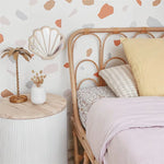 miroir coquillage forme moderne clips texture bois beige clair décoration chambre salon minimaliste