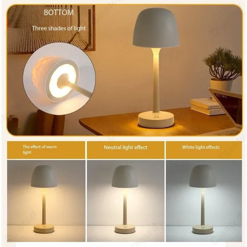lampe table moderne beige rechargeable led ambiancé projection d'ondulation d'eau texture mat base plate