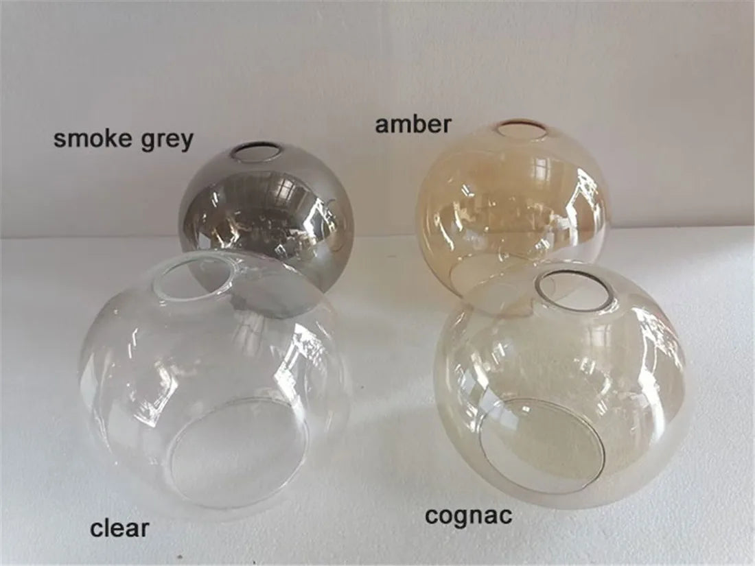 suspension boule verre moderne transparent ambre gris cognac diverse tailles