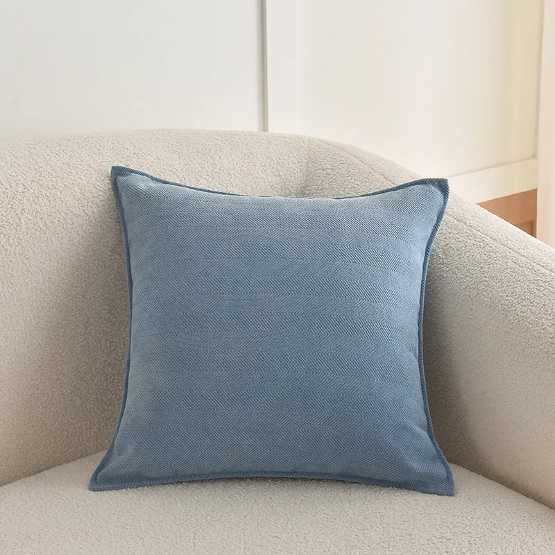 housses coussins chenille 45x45cm beige vert bleu gris texturées moderne opaques fixation invisible