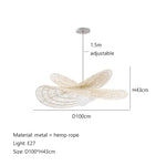 suspension lumineuse tressée wicker naturel moderne rustique salon chambre lumière chaîne métallique ampoule