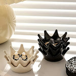 organisateur bijoux céramique blanc crème noir émaillé octogonal moderne royal