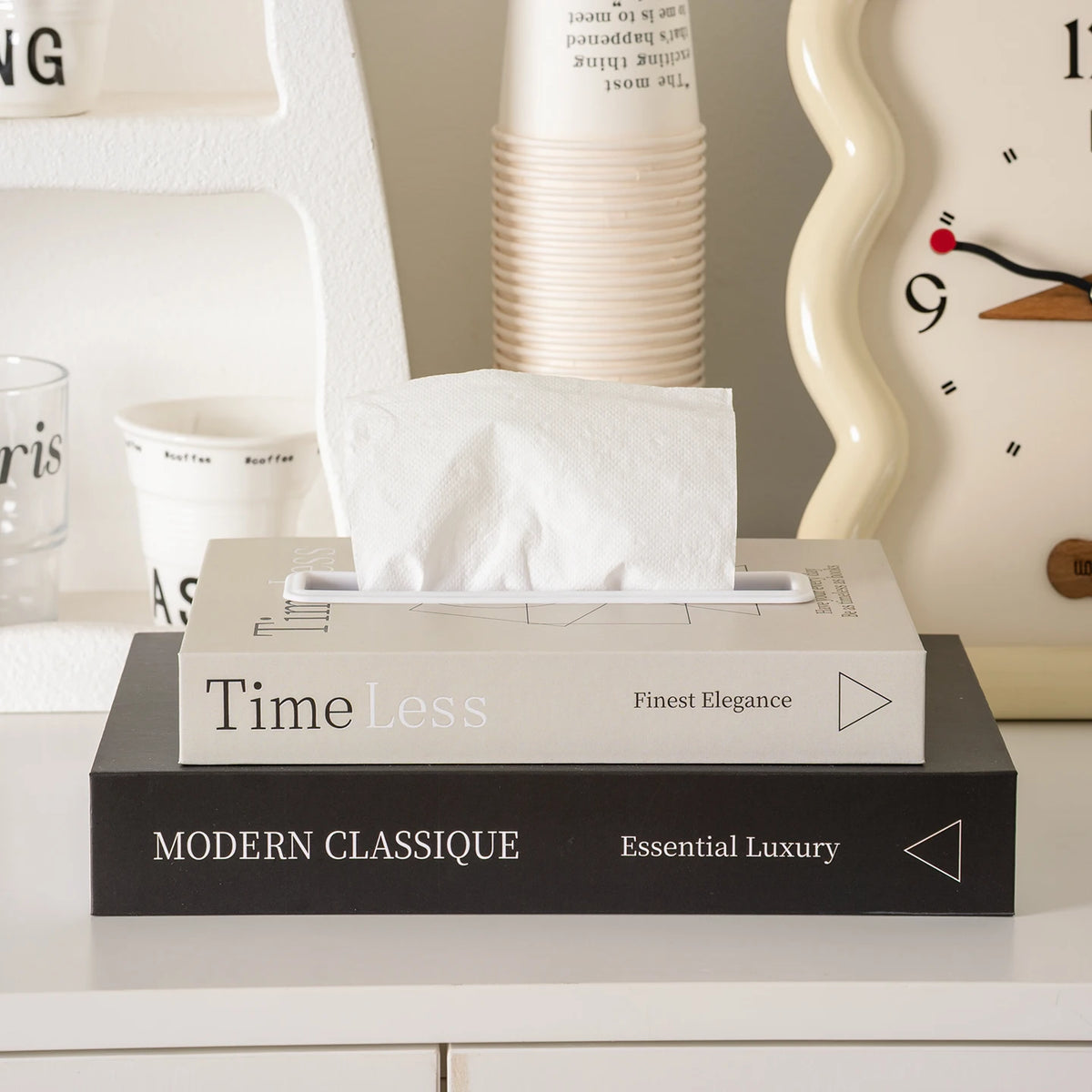 boîte mouchoirs moderne tissu amovible imprimé york paris london noir blanc minimaliste tendance decoration