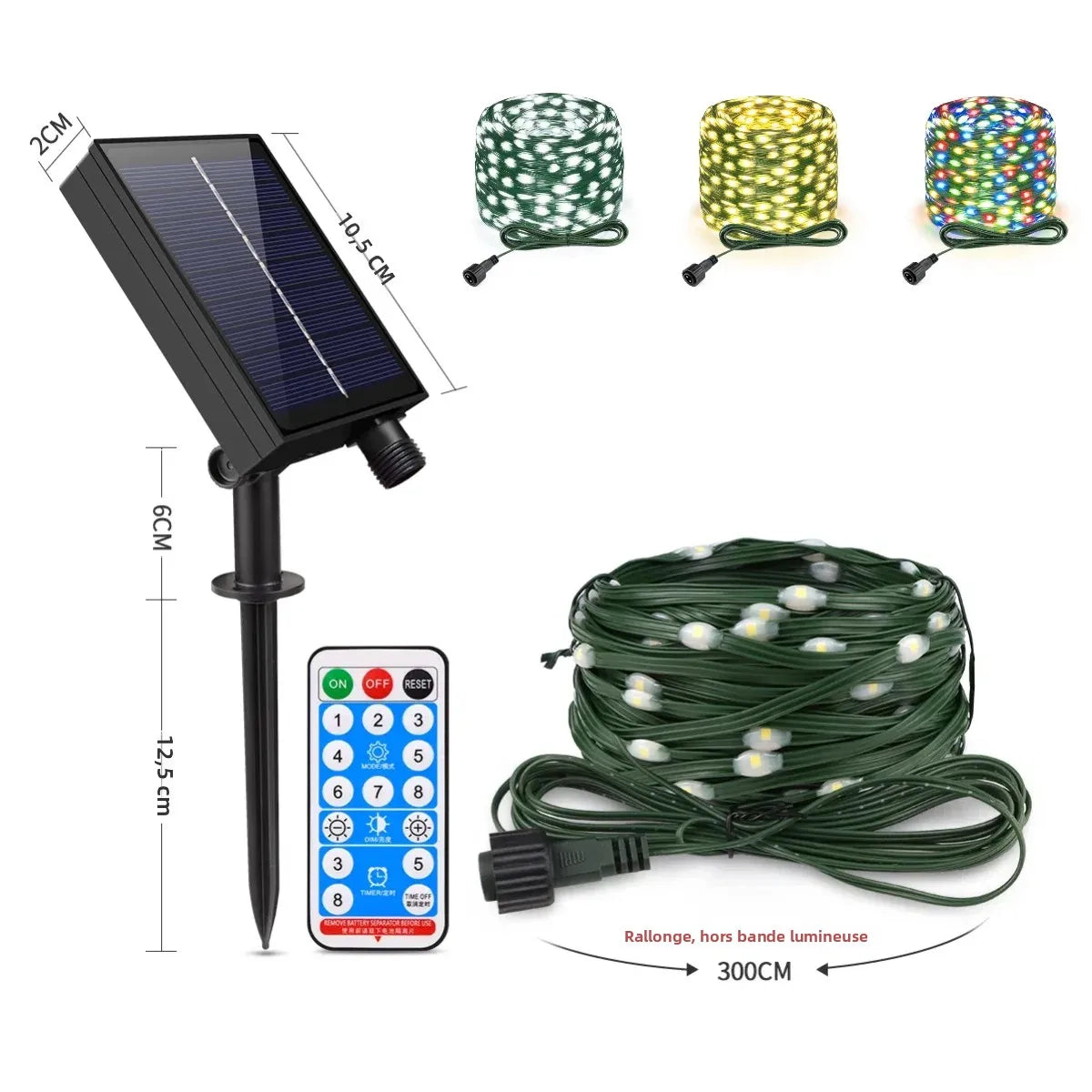 guirlande lumineuse solaire led multicolore 30m moderne noel extérieur télécommande rechargeable ip65
