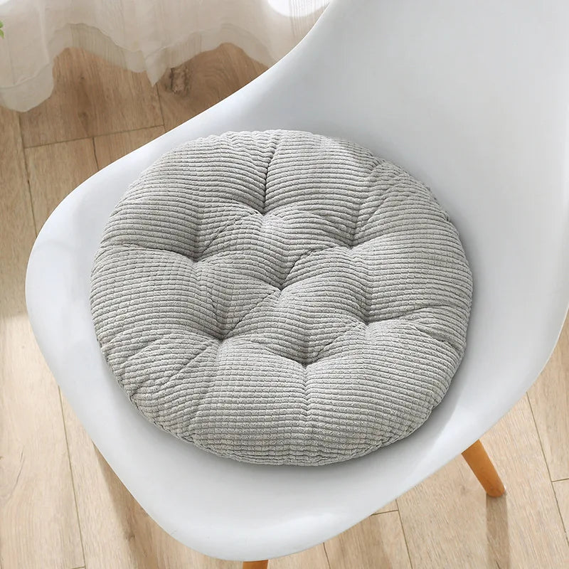 coussin chaise rond velours côtelé rose doux assise sol tabouret