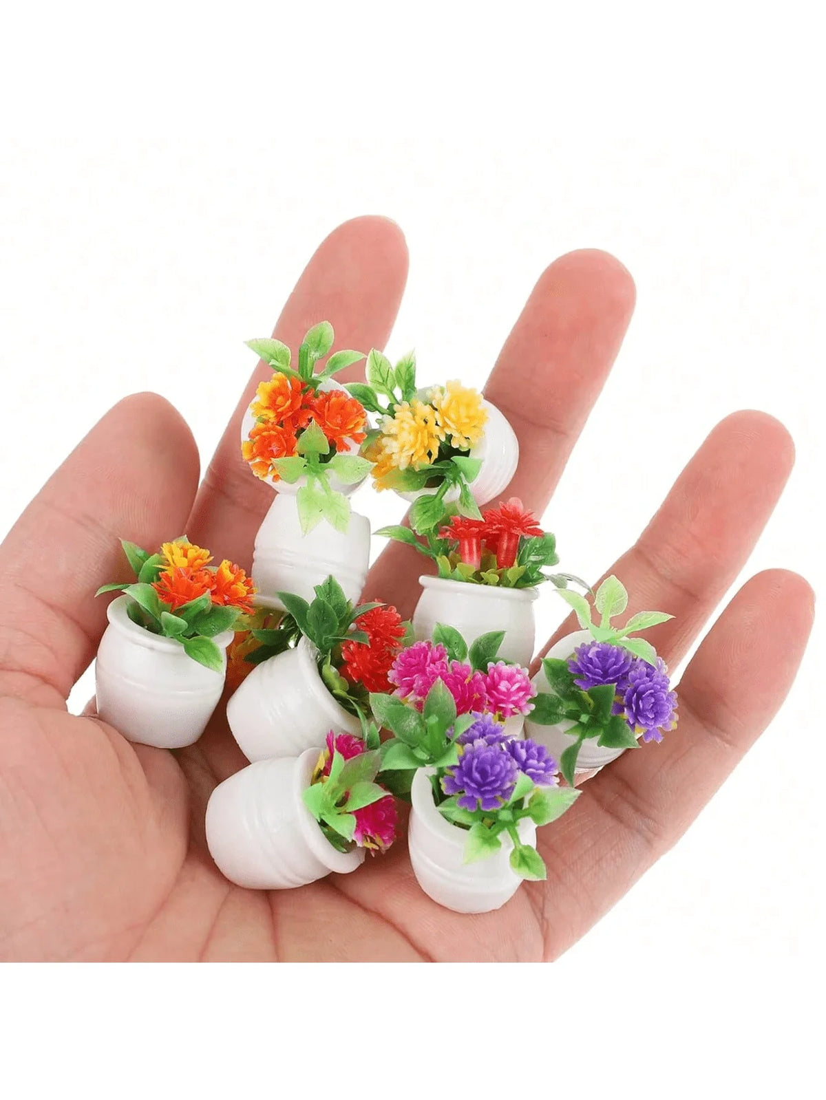 pots fleurs miniatures décoratives diverses couleurs rose orange jaune violet rouge vert blanc