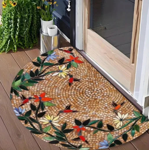 tapis multicolore fleurs feuilles antidérapant résistant décoloration moderne extérieur salon bain