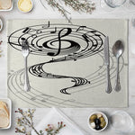 serviettes table moderne notes musicales beige clair tissu lin respectueux environnement