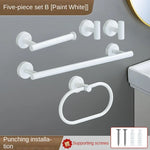 accessoires salle bain blanc moderne adhésif serviette papier toilette gant toilette inoxydable brossé