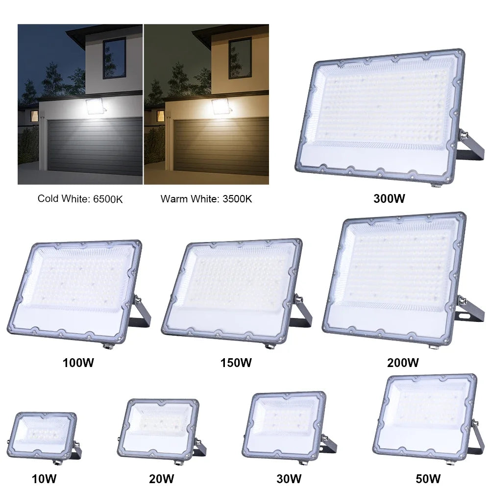 projecteur led moderne extérieur gris blanc certifié ip66 étanche 10w 100w clips fixations