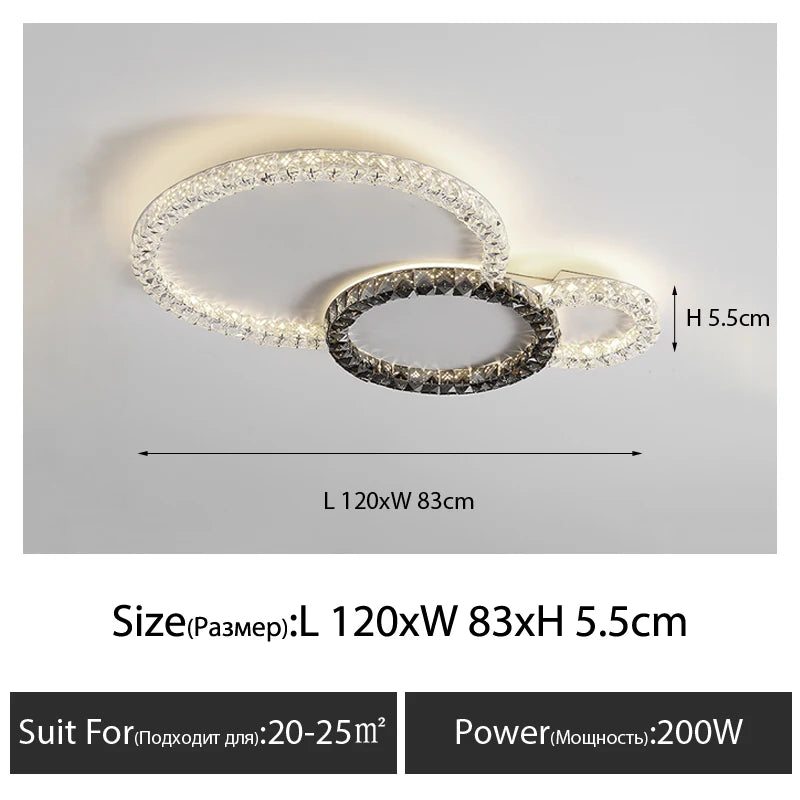 plafonnier led transparent moderne cristaux sans ombre interrupteur poussoir tension 90 260v flux lumineux