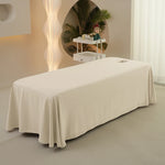 couvre lit massage uni beige clair polyester coton moderne taille 230x115cm