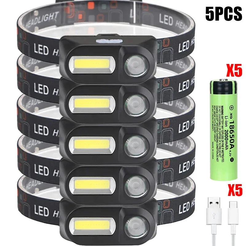 lampe frontale led rechargeable usb noir gris rouge camping cyclisme