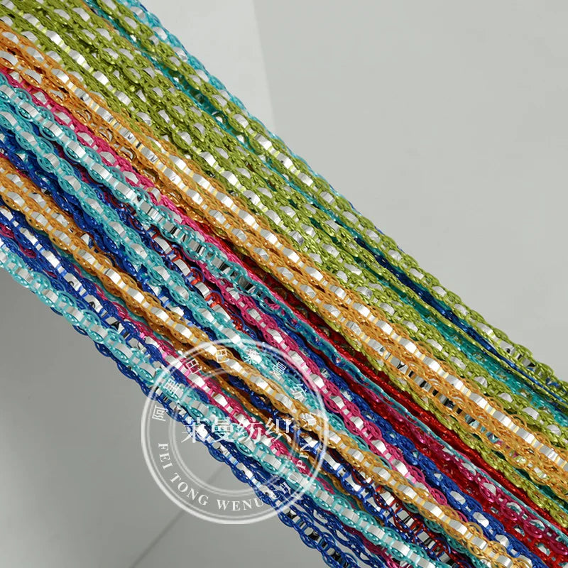 rideau décoratif ethnique polyester multicolore semi transparent tissage tressé réfléchissant