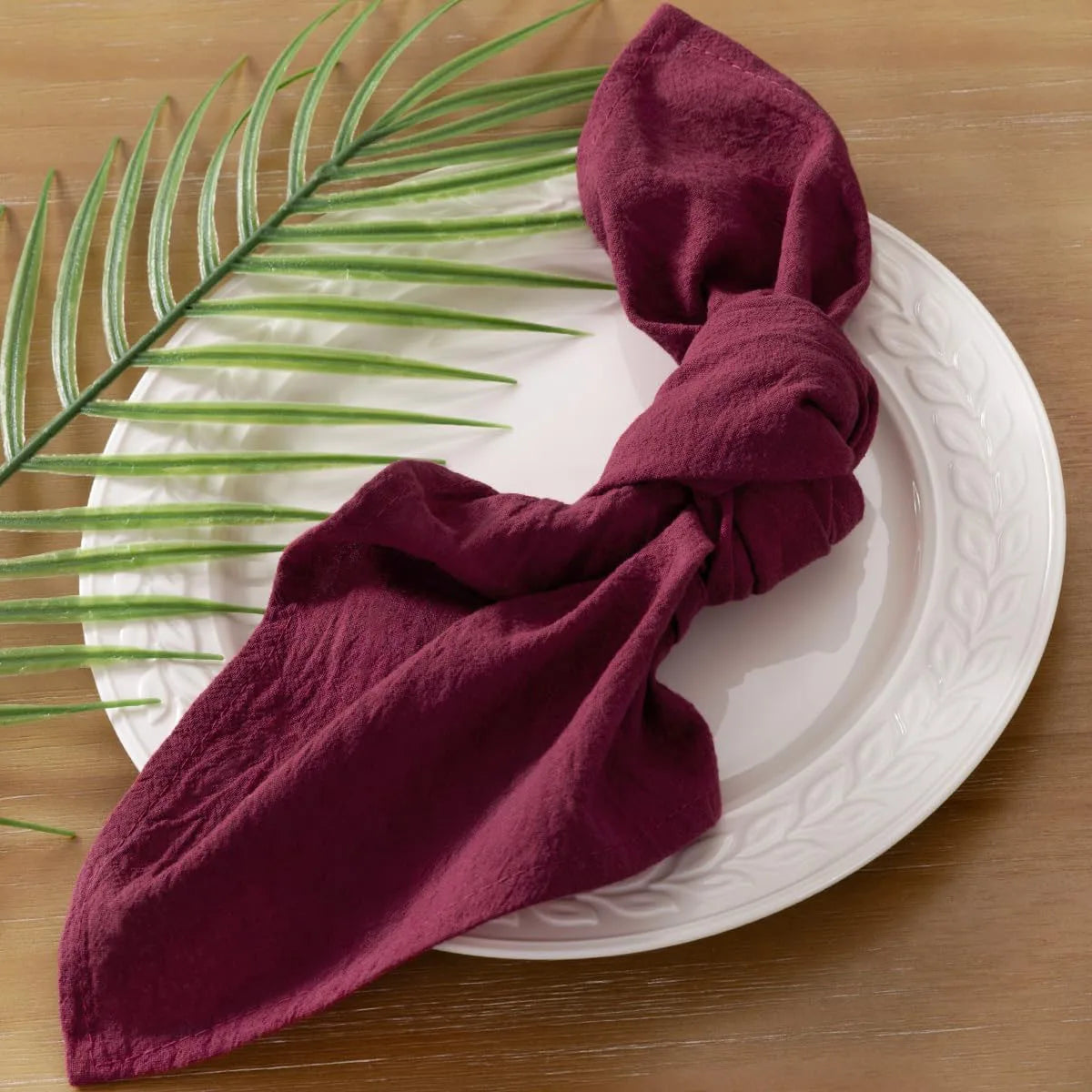 serviette table coton rose violet ruban jute décoration mariage fête rustique moderne