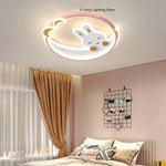 lampe moderne enfantine dessin animé lapin rose blanc yeux fermés oreilles pointues