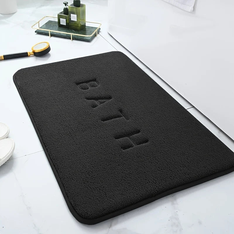 tapis bain texturé gris moderne antidérapant absorbant salle bain fonctionnel adhésif pantoufles