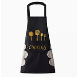 tablier cuisine noir gris cuillères dorées cooking poches moderne pratique imperméable résistant