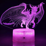 veilleuse dragon 3d acrylique 16 couleurs télécommande éclairage fantaisie moderne chambre enfants
