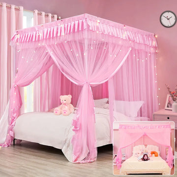 rideau lit princess rose transparent tissu fin fantasy unic sex enfants extérieur plié