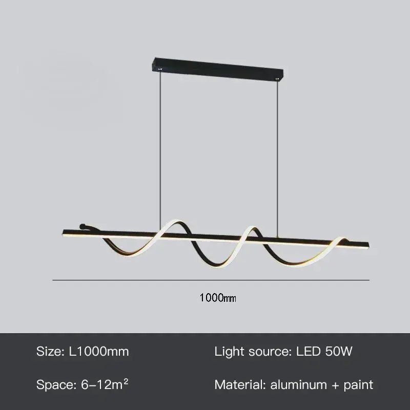 Suspension lumineuse moderne ornement ondulé or blanc noir moderne chambre salon