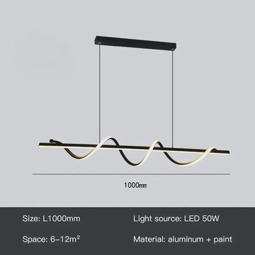 Suspension lumineuse moderne ornement ondulé or blanc noir moderne chambre salon