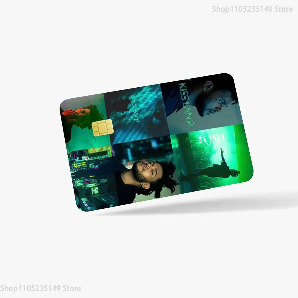 étui carte bancaire kiss land personnages vert noir adhésif moderne graphique sécurité illustration