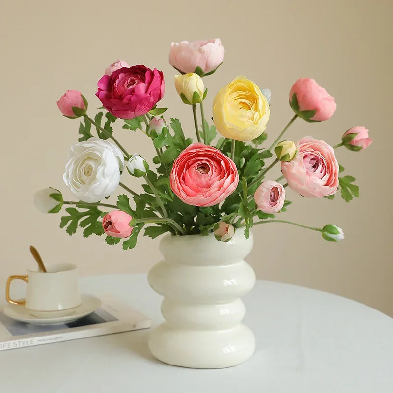 Bouquet artificiel fleurs boutons blanc rose rouge jaune modernes intérieur decoration 50cm longueur