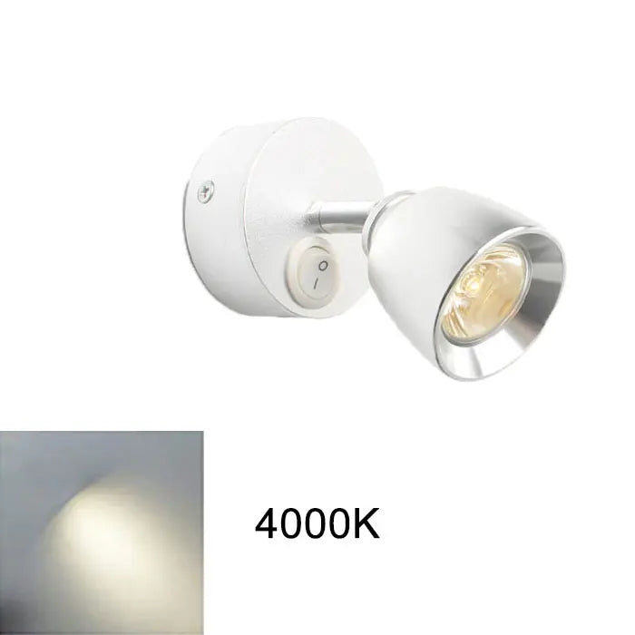 Spot mural moderne LED 12V blanc noir interrupteur rotatif 3000K 4000K 6000K