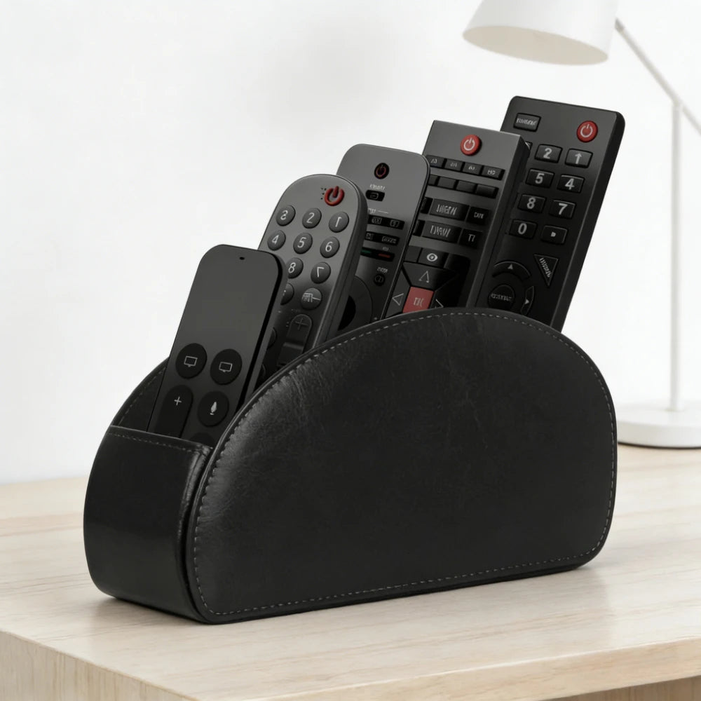 porte télécommandes noir simili cuir moderne compartiments rangement téléviseur climatiseur