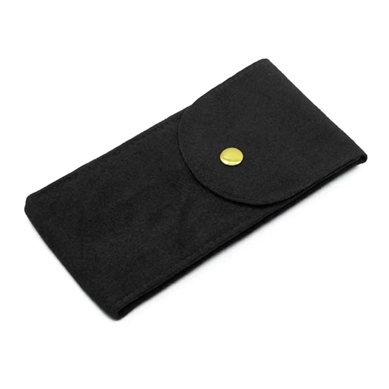 pochette rangement montre velours vert bouton métallique protection anti choc sac emballage bijoux