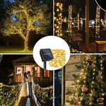 guirlande lumineuse solaire extérieure fil cuivre blanc doré led étanche décoration jardin terrasse mariage