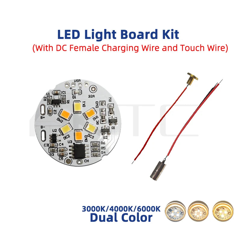 plaque led nuit blanc circulaire rechargeable controle tactile 3000k 6000k cct