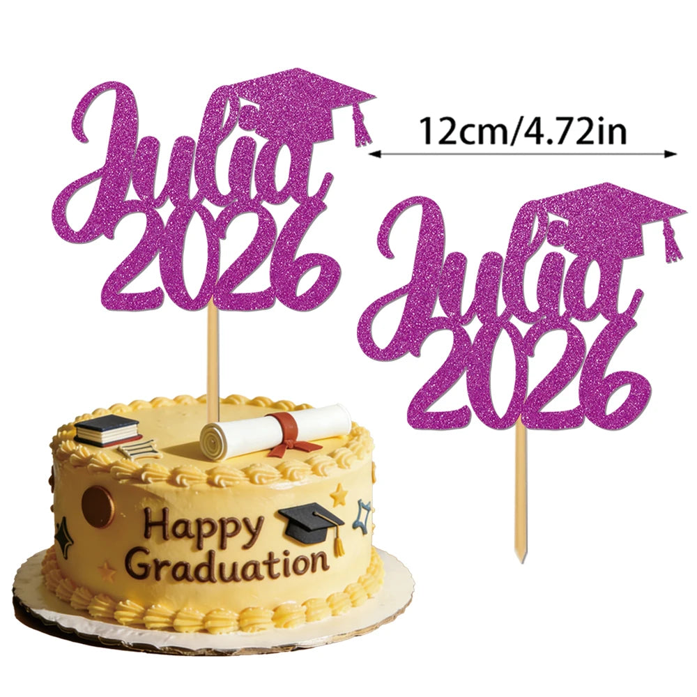 gâteau graduation personnalisable lettres motifs festifs diplômes livres étoiles blanc violet bleu doré rose