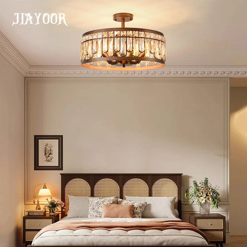 lampe cristal bronze moderne élégante lumière chaude neutre transparent chambre salon